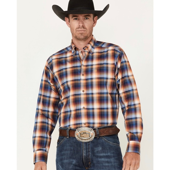 ARIAT MEN'S NIGEL STRETCH PLAID PRO BUTTON DOWN WESTERN SHIRT- Size XXL - Picture 1 of 10